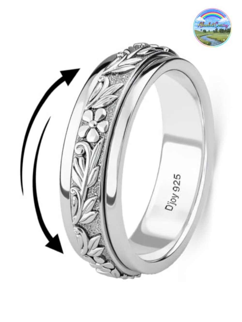 925 Sterling Silver Spinner Fidget Anxiety Ring for Women